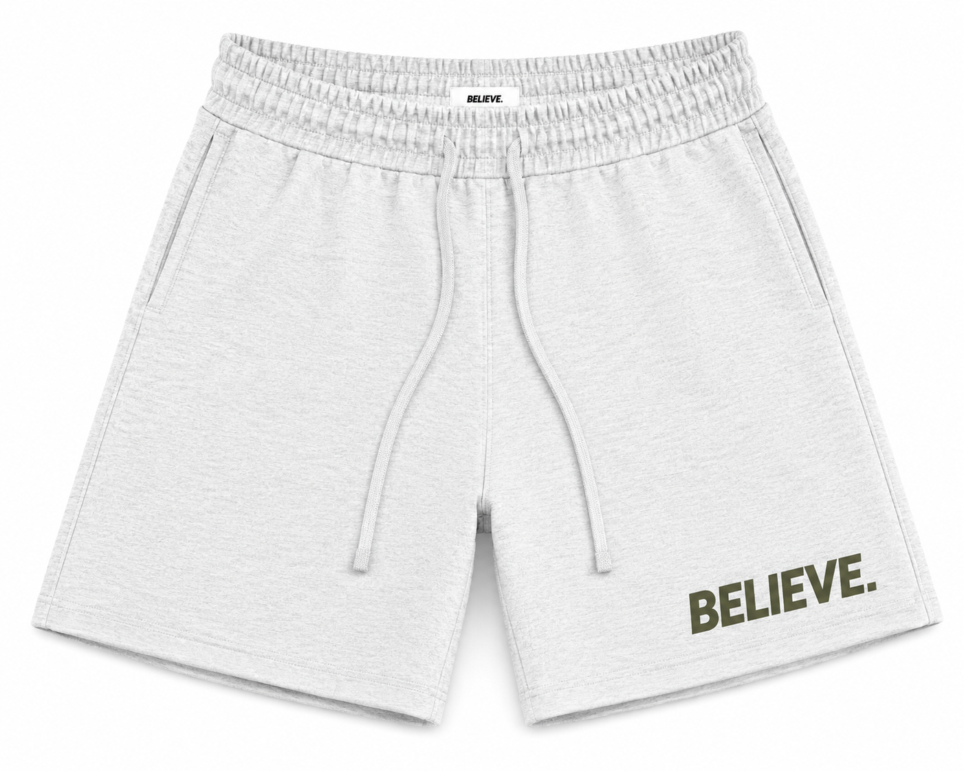 BELIEVE. Essential Shorts – Heather Grey / Olive