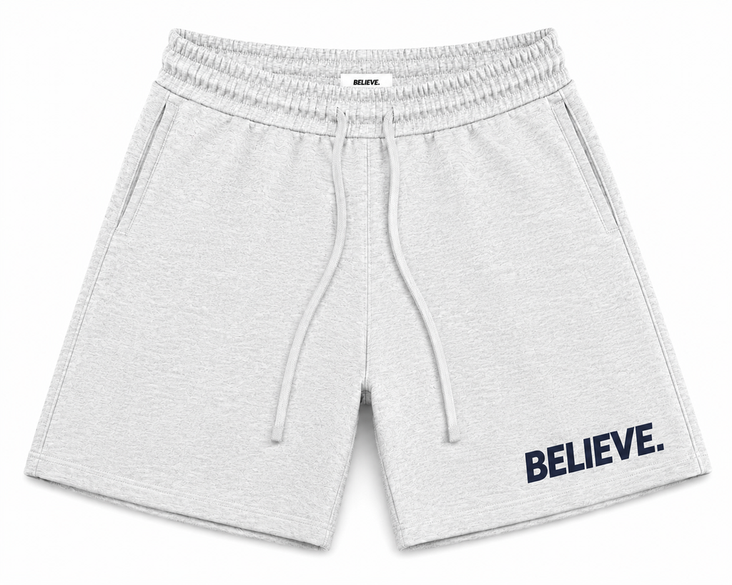 BELIEVE. Essential Shorts – Heather Grey / Navy
