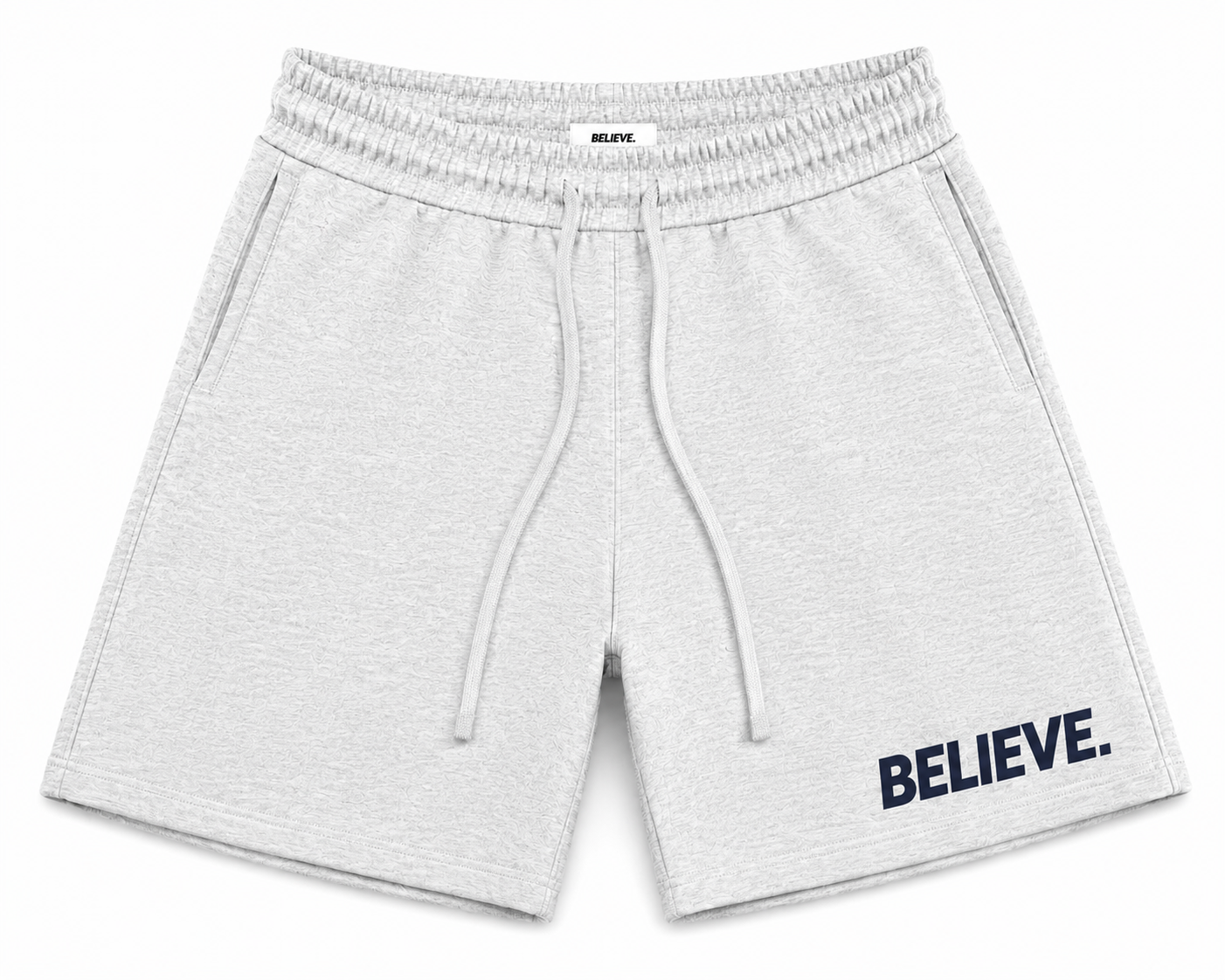 BELIEVE. Essential Shorts – Heather Grey / Navy