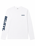 BELIEVE. Essential Long Sleeve – White / Navy
